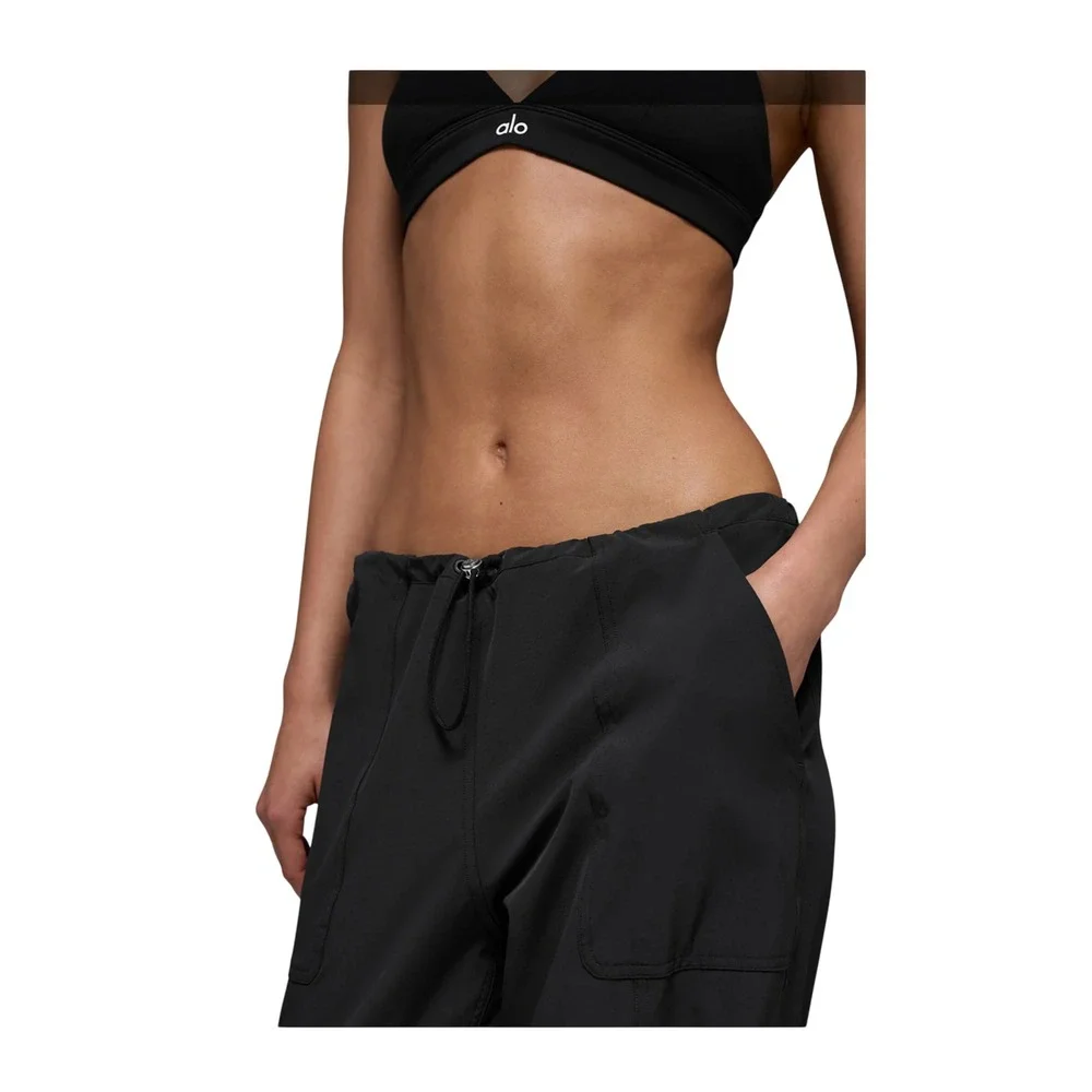 Alo Yoga Low Rise Megastar Cargo Pants Black XS Y2K Baggy Utility Streetwear